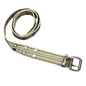 Bass Colorful Striped Woven Belt with Metal Eyelets